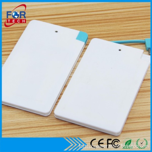 Utral Slim 2300mah Business Card Power Bank Thin Mobile Charger With Cable
